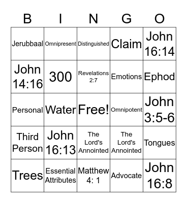 Doctrine of the Holy Spirit Bingo Card