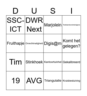 DUS-I Bingo Card