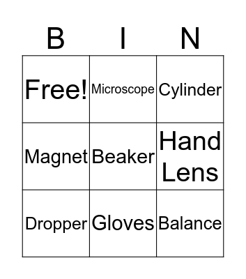Tools of Science Bingo Card