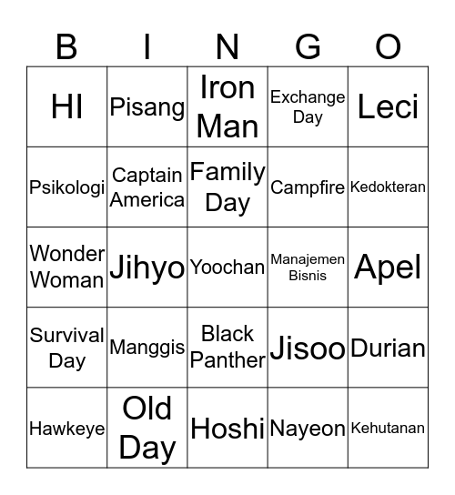 Untitled Bingo Card