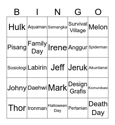 AVG_97JAEHYUN Bingo Card