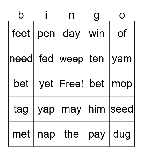 level 10 Bingo Card