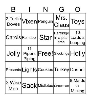 Holiday Bingo Card