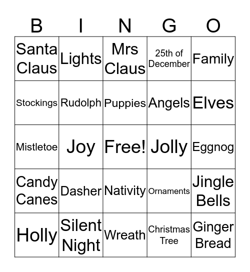 PetSmart Christmas Bingo Card