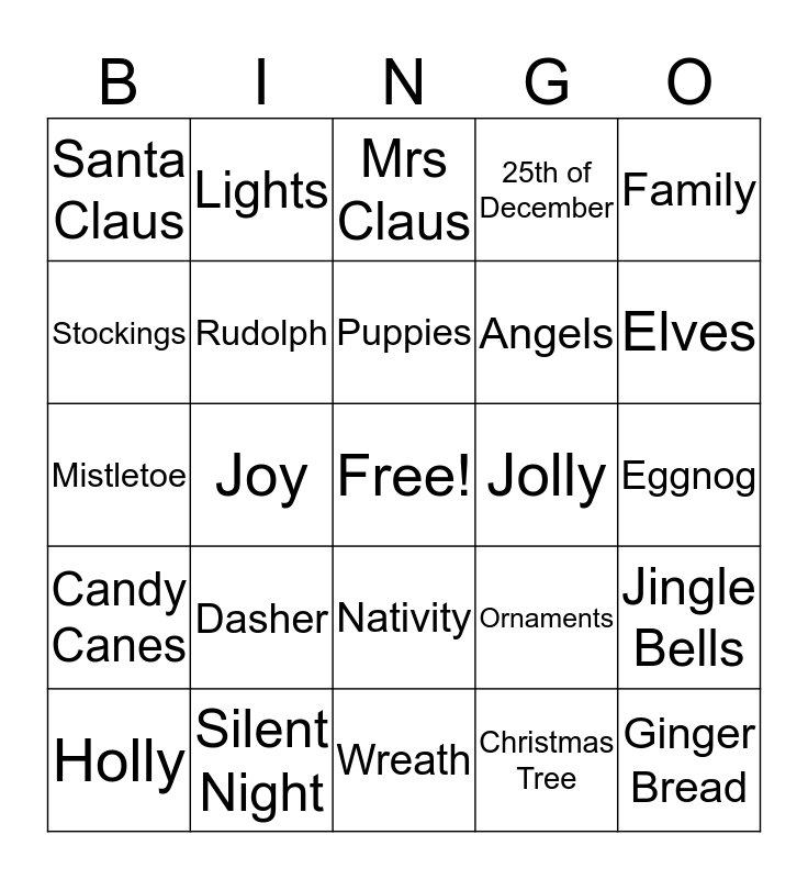 PetSmart Christmas Bingo Card