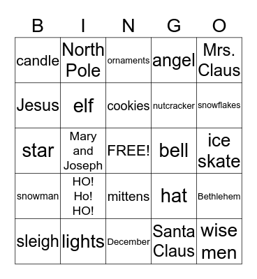 Christmas Bingo Card