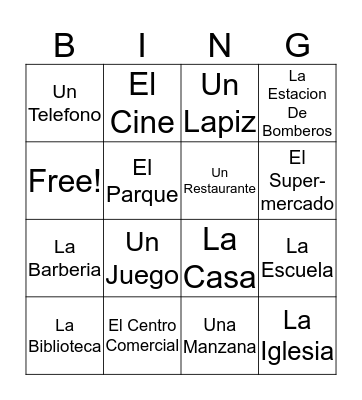 PLACES & OBJECTS Bingo Card