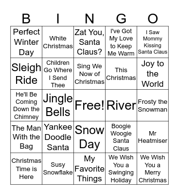 Christmas Song Bingo Card