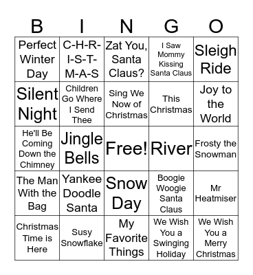 Christmas Song Bingo Card