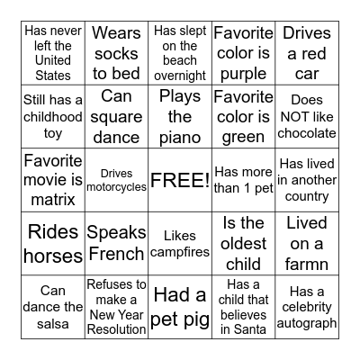 NC New Schools Bingo Card
