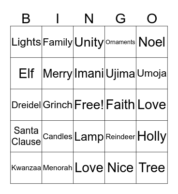 Holiday Bingo Card