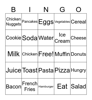 Food Bingo Card