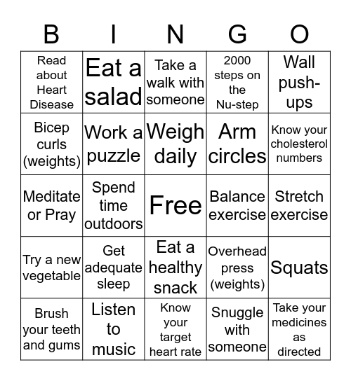 Wellness BINGO Card