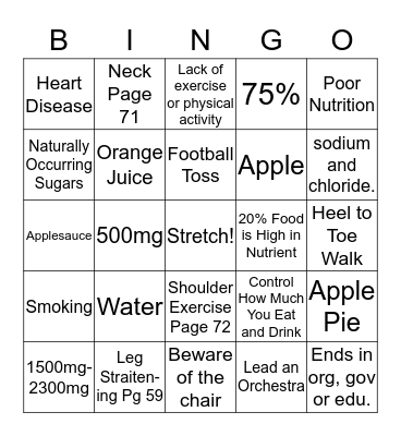 How Sweet It Is: Limiting Sugar Bingo Card