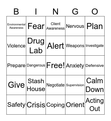 Worker Safety Bingo Card