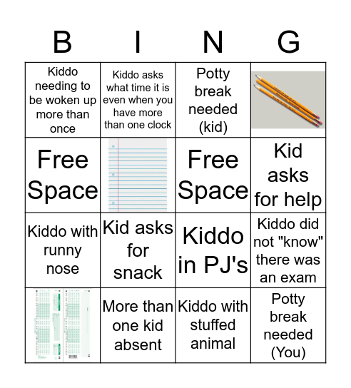 Exam Bingo Card