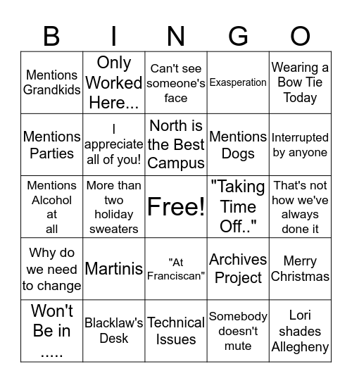 Meeting Bingo  Bingo Card