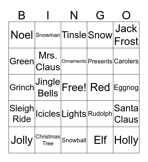 Christmas Bingo Card