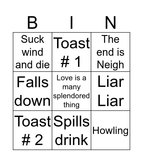 Zaggy Bingo Card