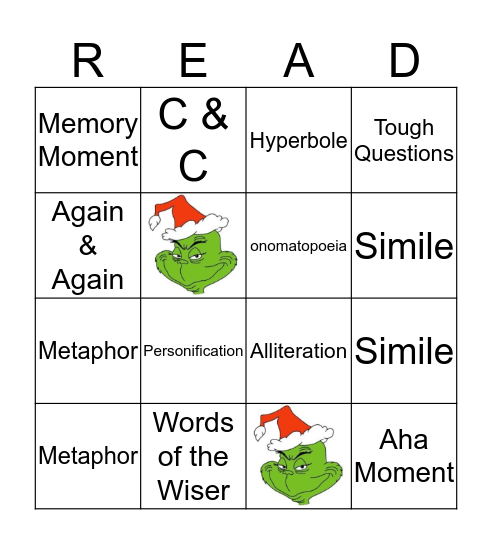 Fiction Signposts & Figurative Language Bingo Card