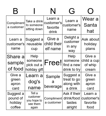 Customer Connection Bingo Card