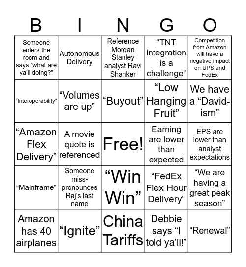 Q2 Earnings Bingo! Bingo Card