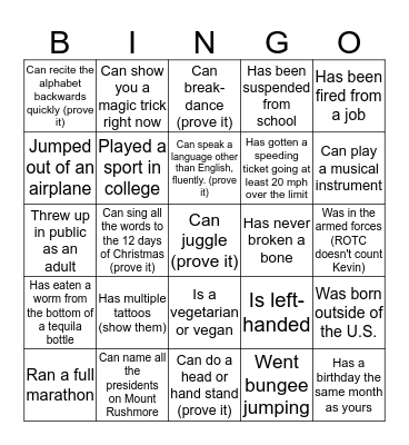 NEW YEAR'S EVE BINGO Card