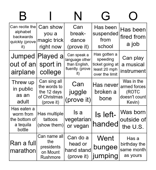 NEW YEAR'S EVE BINGO Card