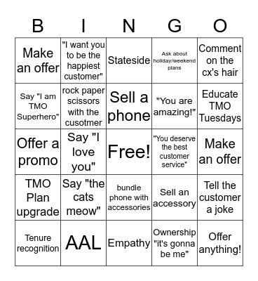 TEx Bingo Card