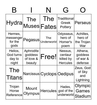 Hercules BINGO Card