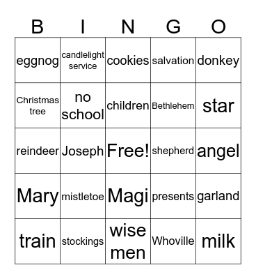 Joy to the World! Bingo Card