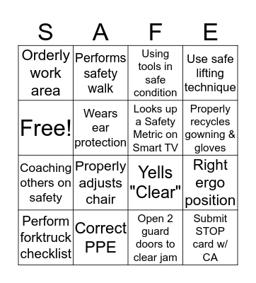 SafetyBingo Card