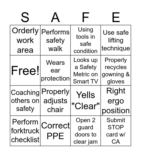 SafetyBingo Card