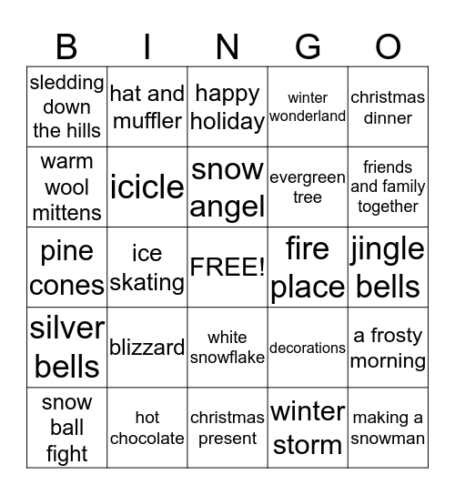 winter bingo Card