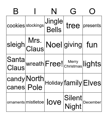 Christmas Bingo Card