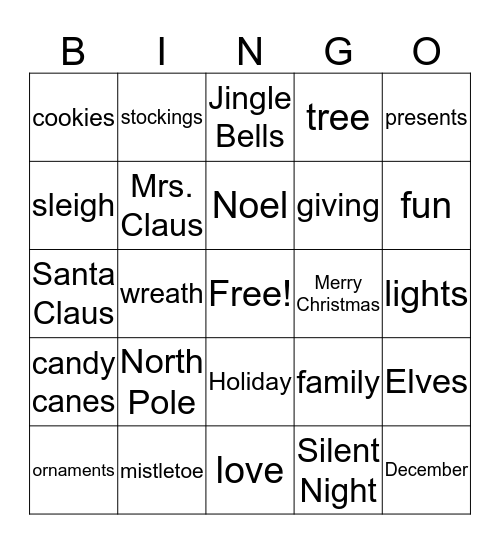 Christmas Bingo Card