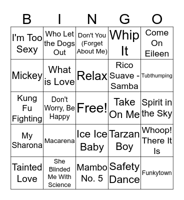 Theme: One Hit Wonders Bingo Card