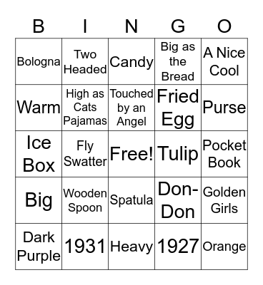 Grandma Tocco Bingo Card