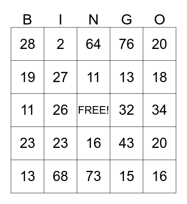 BRIDGES FAMILY BINGO Card