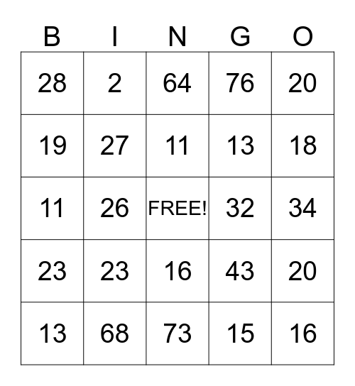 BRIDGES FAMILY BINGO Card