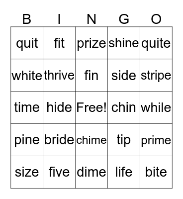 Long /i/   Bingo Card