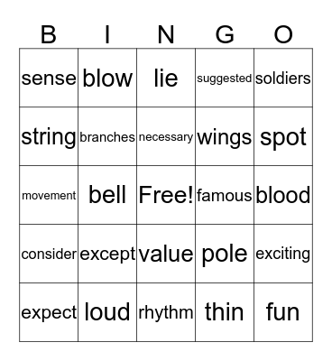 Fry Instant Words Level 9 Column 3 Bingo Card