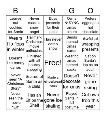 Holiday BINGO Card