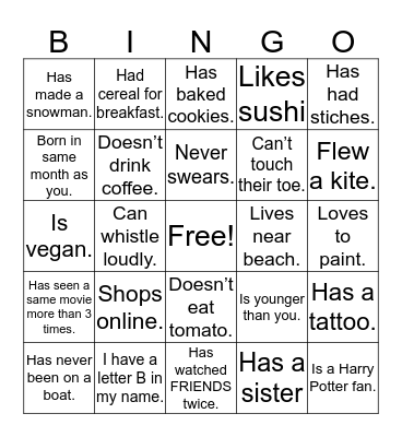 Get-To-Know-You Cook-Out? Bingo Card