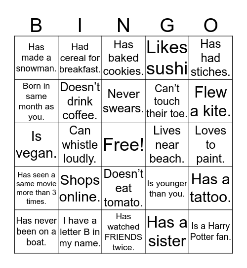 Get-To-Know-You Cook-Out? Bingo Card