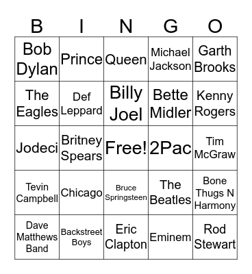 Music Bingo Card