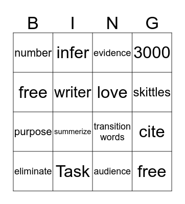 So You Think You Can ELA? Bingo Card