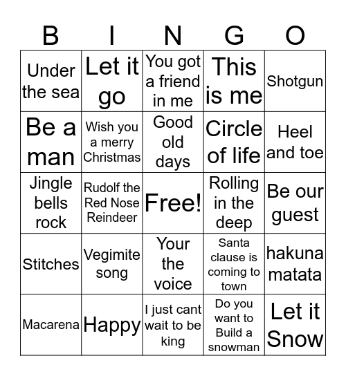 Music Bingo - 3Orange Bingo Card
