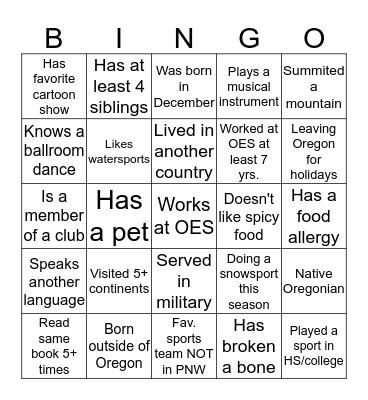 MoHo Bingo Card