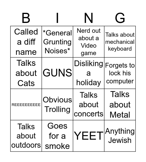 Devin Rothisms Bingo Card